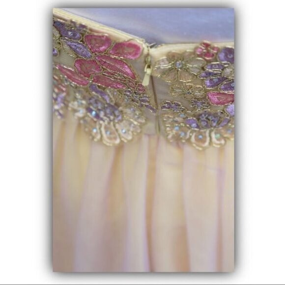 Mon Cheri ✦ Strapless Formal Dress ✦ Floral Embroidery Sweetheart Neckline Layer - Picture 16 of 17